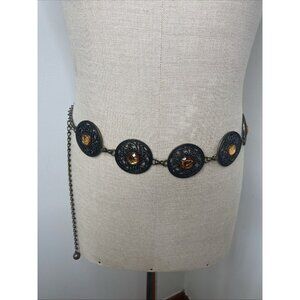 Amiee Lynn Belt Faux Topez Statement Medallion  Metal Bronze Addustable 2\
